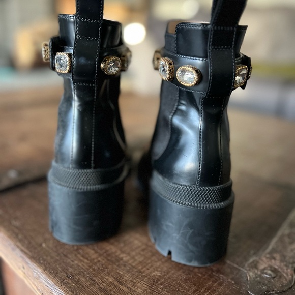 Gucci authentic Black Ankle Boots with Gold and gem Accents - Picture 6 of 13